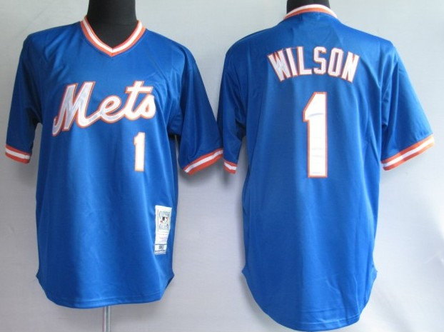 MLB Jerseys New York Mets 1# WILSON Blue【mitchellandness