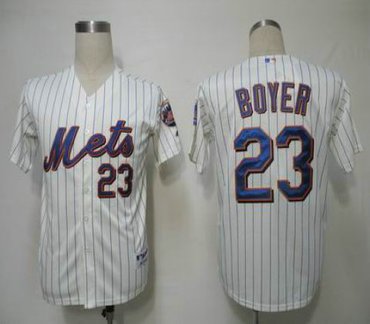 MLB Jerseys New York Mets 23 Boyer Cream blue strip