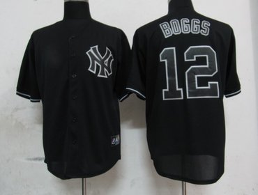 MLB New York Yankees 12 Boggs Black Fashion Jerseys