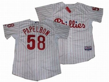 Philadelphia Phillies 58 Jonathan Papelbon White Striped Jersey