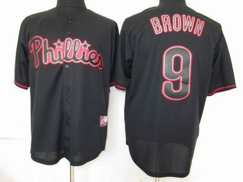 Philadephia Phillies 9 Domonic Brown Pitch Black Fashion Jersey