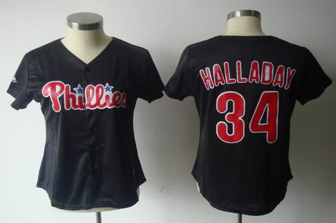 women mlb philadelphia phillies 34 halladay black halladay