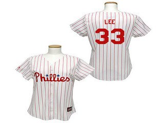 Women MLB Philadephia Phillies 33 Lee White Jersey