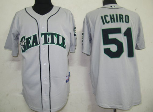 MLB Jerseys Seattle Mariners 51 Ichiro Grey
