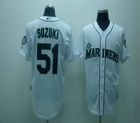 Seattle Mariners 51 Ichiro suzuki white jerseys cool base Seattle Mariners 51 Ichiro suzuki white jerseys cool base