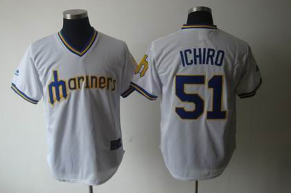 Seattle Mariners 51 Ichiro WHITE Cooperstown Throwback Jersey Seattle Mariners 51 Ichiro WHITE Cooperstown Throwback Jersey