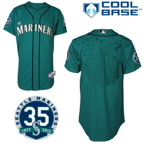 Seattle Mariners blank green Cool Base Jersey wMariners 35th Anniversary Patch