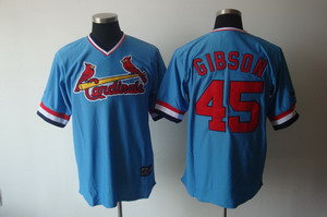 St Louis Cardinals 45 Gibsoh Cooperstown Blue Throwback Jersey