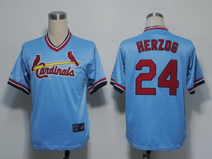 St. Louis Cardinals 24 Herzog Blue Throwback Jersey