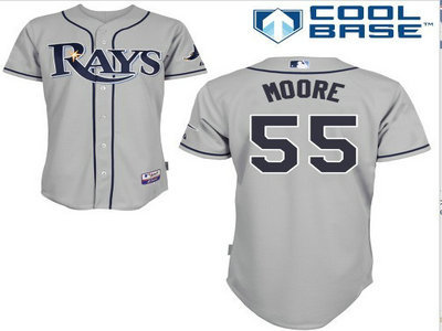Tampa Bay Rays 55 Matt Moore grey cool base jerseys