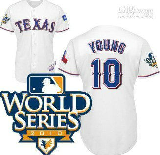 Texas Rangers 10 Young 2010 World Series White Jersey Texas Rangers 10 Young 2010 World Series White Jersey
