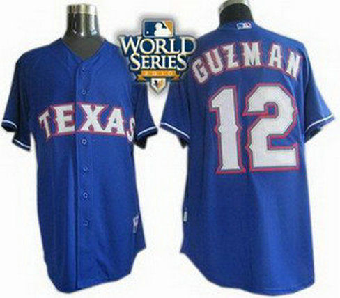 Texas Rangers 12 Cristian Guzman 2010 World Series Patch Jersey blue Texas Rangers 12 Cristian Guzman 2010 World Series Patch Jersey blue