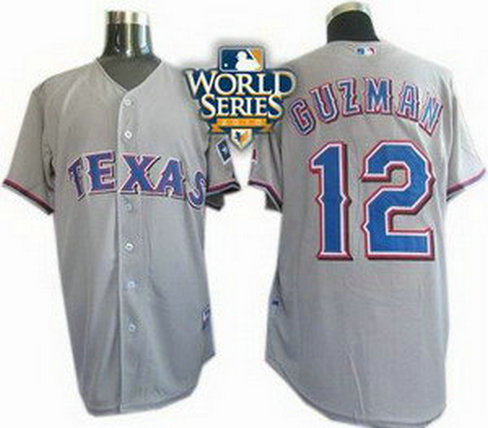 Texas Rangers 12 Cristian Guzman 2010 World Series Patch Jersey Gray Texas Rangers 12 Cristian Guzman 2010 World Series Patch Jersey Gray