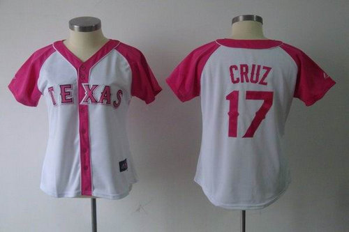 2012 Women Pink Splash Fashion Jersey by Majestic Texas Rangers 17 Nelson Cruz white jerseys