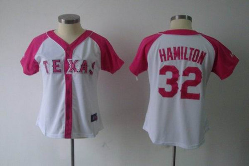 2012 Women Pink Splash Fashion Jersey by Majestic Texas Rangers 32 Josh Hamilton white jerseys