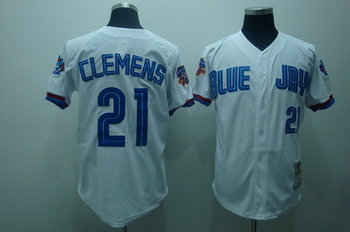 Toronto Blue Jays 21 Clemens white Jerseys throwback Toronto Blue Jays 21 Clemens white Jerseys throwback