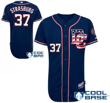 KIDS Washington Nationals Authentic 37 Stephen Strasburg Alternate Cool Base Jersey blue