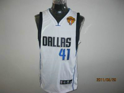 Dallas Mavericks Dirk Nowitzki 41 swingman Home white with 2011 Finals Jersey