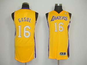 Los Angeles Lakers 16 Pau Gasol yellow Revolution 30 Jersey