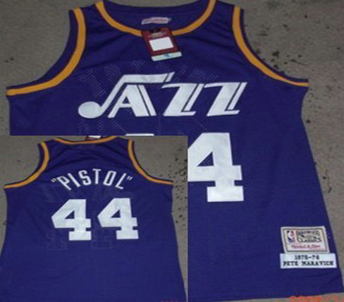 Utach Jazz #44 Pistol Purple Throwback Jersey Utach Jazz #44 Pistol Purple Throwback Jersey