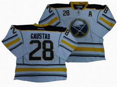 new Buffalo Sabres 28 Paul Gaustad white jersesys