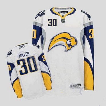 NHL Buffalo Sabres 30 Ryan Miller Stitched White Road Jerseys