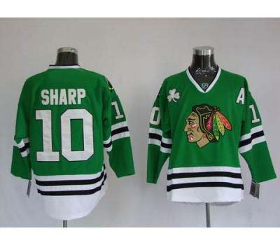 nhl chicago blackhawks #10 sharp green