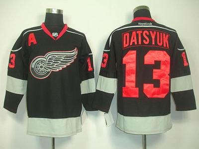 Detroit Red Wings 13 Pavel datsyuk black ice jerseys