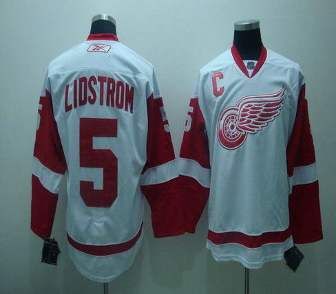 Detroit Red Wings 5# Nicklas Lidstrom white C patch