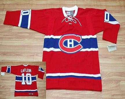 NHL Montreal Canadiens #10 Lafleur CH Patch Red Jersey