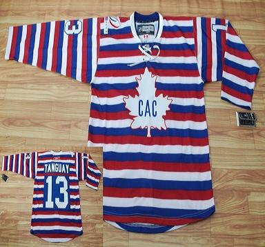 Montreal Canadiens #13 Tanguay Red Pinstripe  Jersey
