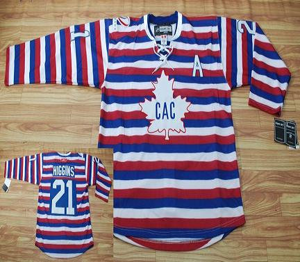 Montreal Canadiens #21 Higgins Red Pinstripe  Jersey