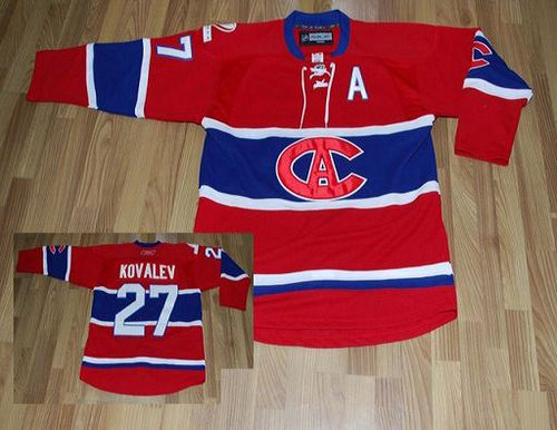 Montreal Canadiens #27 Alexei Kovalev Red CA Patch Jersey