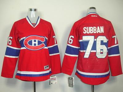 Women Montreal Canadiens 76 P K Subban red Jerseys
