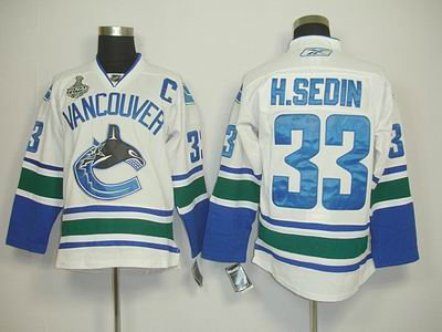 Vancouver Canucks 33 H.SEDIN WHITE 2011 Stanley Cup
