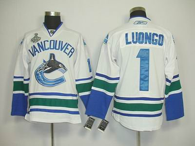 Vancouver Canucks 1 Roberto Luongo WHITE 2011 Stanley Cup JERSEY