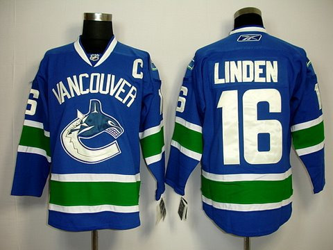 Vancouver Canucks 16 Trevor Linden Home Blue Jerse