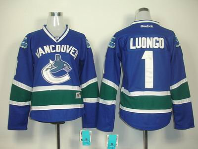 Women Vancouver Canucks 1 Roberto Luongo BLUE jerseys