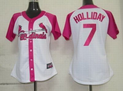 2012 Women Pink Splash Fashion St. Louis Cardinals 7# Matt Holliday white jerseys