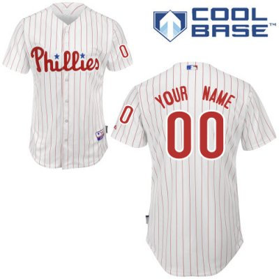 Customized Philadelphia Phillies Jersey White Red Strip Home Cool Base Baseball Jersey