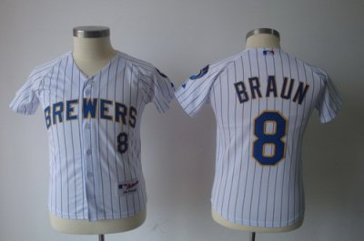 Youth Kids Milwaukee Brewers 8# Ryan Braun white Strip Jerseys Youth Kids Milwaukee Brewers 8# Ryan Braun white Strip Jerseys