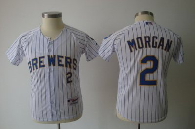 Youth Kids Milwaukee Brewers 2# Nyjer Morgan white Strip Jerseys Youth Kids Milwaukee Brewers 2# Nyjer Morgan white Strip Jerseys