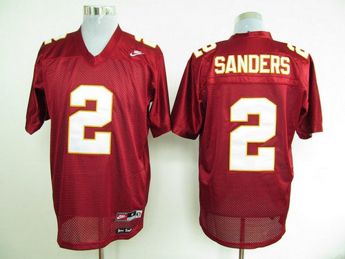 Seminoles #2 Deion Sanders Red Embroidered NCAA Jersey