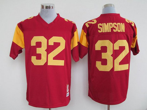 USC Trojans 32 O.J. Simpson RED Embroidered NCAA Jersey