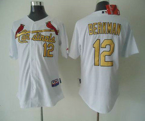 st.louis cardinals #12 berkman white[gold number