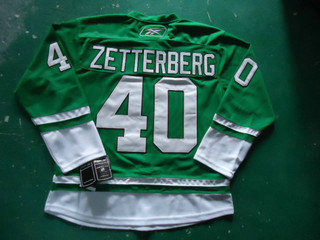 ST PARTYS DAY NHL Jersey Deroit Red wings 40# ZETTERBERG Green