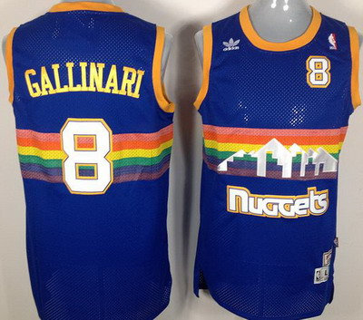 Denver Nuggets #8 Gallinari Soul Swingman Stitched Blue Rainbow Throwback Jersey
