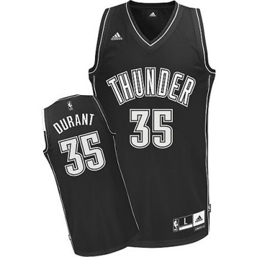 Oklahoma City Thunder Black & White 35# Kevin Durant Black Swingman adidas Jerseys