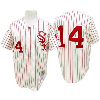 Chicago White Sox 14 Bill Melton White with Red Pinstripe Throwback Jersey