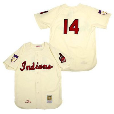 Cleveland Indians 1951 #14 Larry Doby Home Jersey MitchellandNess cream